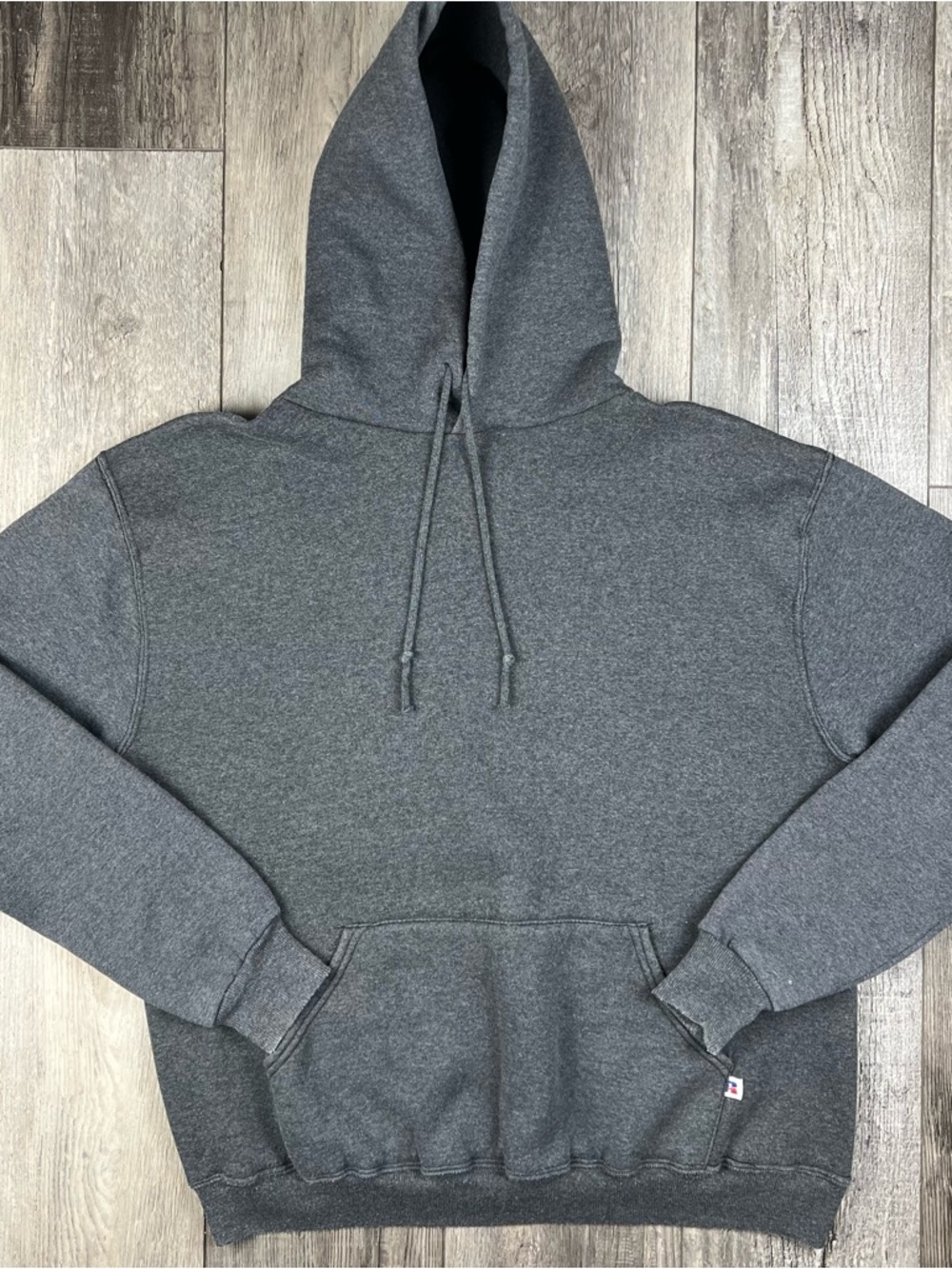 Vintage Russell Athletic Dark Gray Blank Hoodie Mens Large Y2K 90s Pullover